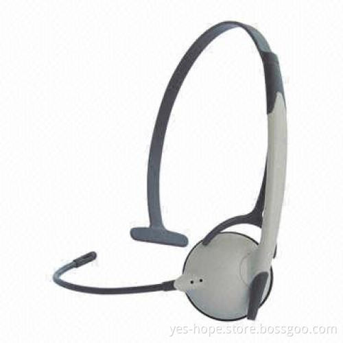 Unilateral call center headset with rotated mic